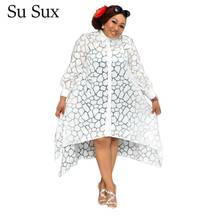 African Clothes Shirt Dress Women White Hollow Out Long Sleeve Knee Length Dress&Vest Dress Set 2 Piece Set Vestidos 2020 Autumn 2024 - buy cheap