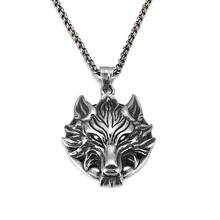 European and American stainless steel wolf head punk pendant tide male retro titanium steel wolf totem big wolf head jewelry 2024 - buy cheap