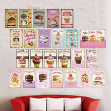 Cartel de Metal Vintage para decoración de pared, cartel de placa de Metal para pastel de crema, fresa, Chocolate, tienda de pasteles y postres 2024 - compra barato