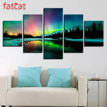 FATCAT Diy Diamond Painting 5 Pieces Aurora Borealis Lake Mountain Landscape full Square Round Diamond Embroidery Sale AE789 2024 - buy cheap