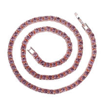 Cadena de eslabones cubanos de circonia cúbica rosa para hombre, collar grueso de 40-76cm de longitud, 5mm, Miami 2024 - compra barato