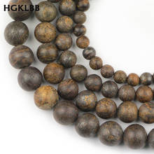 HGKLBB-Cuentas de piedra de bronce Natural mate, cuentas redondas sueltas de 6, 8, 10 y 12mm para la fabricación de joyas, pulseras y collares, accesorios DIY 2024 - compra barato