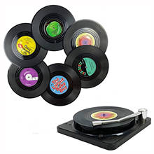 6pcs Colorful Coaster Retro Vinyl Record Disk Coasters Funny CD Cup Mats Heat-resistant Non Slip Pad Kitchen Accessories Tools 2024 - buy cheap