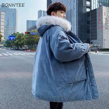 Long Parkas Men Large Collar Faux Fur Plus Size 3XL Loose Harajuku Korean Mens Winter Coat Street Style Chic Ulzzang Daily Thick 2024 - buy cheap