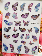 Película adesiva 3d para unhas, decoração decorativa decalque borboleta colorida 2024 - compre barato