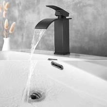 Bathroom Faucets Black/Chrome Stainless Steel Wash-basin Tap Flat Curved Mouth Waterfall Basin Faucet Cold Hot Water Mixer Taps 2024 - buy cheap