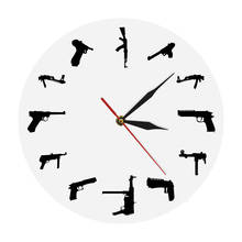Reloj de pared con diseño minimalista para armas, reloj de pared con diseño de ametralladoras diferentes, estilo militar Vintage, ideal para regalo 2024 - compra barato