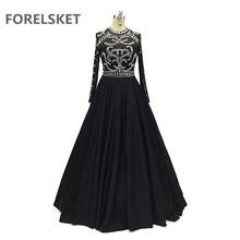 Женское атласное платье с блестками, черное платье с длинным рукавом для выпускного вечера, модель 2020, 2021 2024 - купить недорого