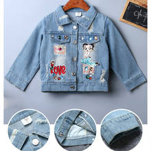 Spring Girls Denim Jackets Worn White Hollow Kids Jeans Jacket Autumn Children Clothing Letters Baby Girl Outerwear Coat Jackets 2024 - buy cheap