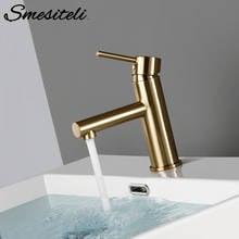 Smesiteli Wholesale Bathroom Faucet Brushed Gold Deck Mounted Single Hole Single Handle Hot And Cold  Washbasin Faucet 2024 - buy cheap