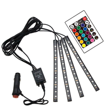 Luz rgb automotiva, luz rgb colorida para carro, controle de música 2024 - compre barato