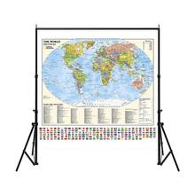 150x150cm Non-woven World Map With Flags And Country Index and Location For Culture And Education 2024 - buy cheap