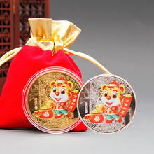 2022 Chinese New Year of The Tiger Commemorative Gold Coin Covers Crafts Coin with bag 2024 - buy cheap