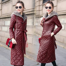 Женское зимнее пальто из искусственной овечьей кожи, облегающая куртка с рукавом и молнией, Женское пальто с длинным меховым воротником размером 4XL, 5XL, зима 2020 2024 - купить недорого