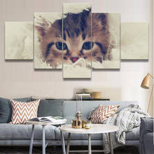 Home Decoration Canvas Painting HD Prints 5 Pieces Cat Lovely Wall Art Animal Animal Modular Pictures Living Room Artwork Poster 2024 - buy cheap