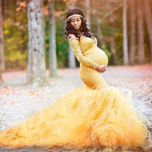 Новинка Реквизит для фотосъемки беременных Платья кружевное Сетчатое длинное платье для беременных женщин фотосессия 2024 - купить недорого