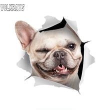 Volkrays Cartoon 3D Car Sticker Winking French Bulldog Sunscreen Waterproof PVC Decoration Decal for Fridge Mirror,15cm*15cm 2024 - buy cheap