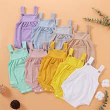 9 Color Newborn Infant Baby Boy Girl Bodysuit Summer Button Jumpsuit Striped Casual Sleeveless Backless Solid Outfits Clothes 2024 - buy cheap