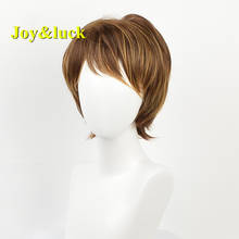 Joy & luck-peruca curta loira com franja, peruca de cabelo sintético natural liso com franja, peruca diária para mulheres 2024 - compre barato