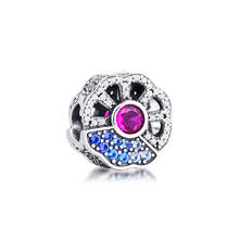 2020 New Blue & Pink Fan Charm Genuine 925 Sterling Silver Beads for Women Jewelry Making DIY Fits Pandora Bracelet Wholesale 2024 - buy cheap