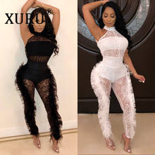 XURU Europe and America Sexy Solid Color Feather Side Jumpsuit  Autumn New Women's Bodysuit 2024 - buy cheap