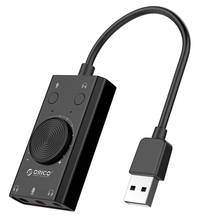 ORICO SC2 внешняя звуковая карта USB Регулировка громкости 3-портовый микрофон адаптер звуковой карты для наушников для ПК внешняя звуковая карта 2024 - купить недорого