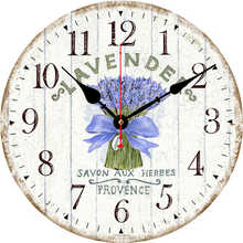 No Ticking Living Room Battery Operated  Retro Home Decor Clocks Vintage Purple  Lavender Flowers Modern Wooden Wall Clock 2024 - buy cheap