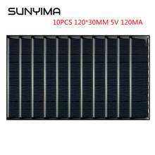 Sunyima, mini painéis solares de 120*30mm, 5v, 120ma, 10 peças, silício policristalino, pintura solar para faça você mesmo, kits de carregamento solar 2024 - compre barato