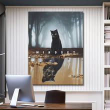 Print Canvas Decor Mindset Wall Art Cat panther Painting Modular Reflection Poster Animal Modern Nordic Picture Living Room 2024 - buy cheap