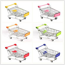Cute Mini Supermarket Handcart Shopping Utility Cart  Holder Office Desk Storage Toy Cart Baby Toy Metal Model 2024 - buy cheap