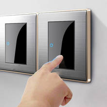 Interruptor de espejo de acrílico para el hogar, panel cepillado de acero inoxidable, 1, 2, 3, 4 entradas, 1, 2 vías, 2 vías, USB, tipo CE 86 2024 - compra barato