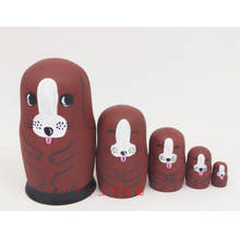 5pcs Cartoon Dogs Matryoshka Doll Hand Painted Kawaii Animals Wood Nesting Dolls Babushka Russian Doll Children Birthday Gifts 2024 - buy cheap