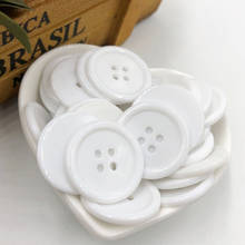 20pcs Big Plastic Overcoat Button Cloth sewing Appliques White Color 25mm PT41 2024 - buy cheap