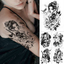 Водонепроницаемая Временная тату-наклейка кимоно красота воин птица флэш-татуировки японский эскиз боди арт рука поддельные тату для женщин и мужчин 2024 - купить недорого