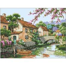 TOP Rural canal patterns Counted Cross Stitch 11CT 14CT 18CT DIY Cross Stitch Kits Embroidery Needlework Sets 2024 - buy cheap
