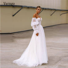 Verngo New Design A Line Tulle Sweetheart Wedding Dress With Detachable Puff Long Sleeves Pearl Applique 2021 Bridal Gowns 2024 - buy cheap