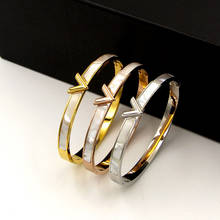 Qualidade original concha v carta pulseiras para mulheres marca coreana aço inoxidável snap pulseira pulseira jóias pulseira z296 2024 - compre barato