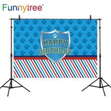 Funnytree-telones de fondo con diseño de fotomatón para estudio fotográfico, telón de fondo azul con diseño de cachorro, niño, Baby shower, cumpleaños 2024 - compra barato