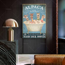 Póster de Alpaca Wash Your Paws para decoración del baño, divertido póster para amantes de la Alpaca, arte moderno para la pared del hogar 2024 - compra barato