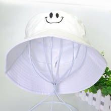 Chapéu de pesca do rosto com smile, chapéu de pescador do harajuku pop, bordado, moda simples, ao ar livre, chapéu de balde, chapéu de pesca do panamá 2024 - compre barato