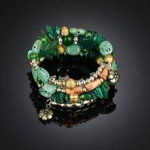 Pulseira feminina multicamadas, joias boêmias com contas de cristal bt200250 2024 - compre barato