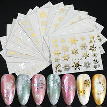 16 шт золотые и Серебристые наклейки для дизайна ногтей Снежинка Водные Наклейки рождественские наклейки для ногтей Фольга Переводные слайдеры все для маникюра советы SASTZ-YA 2024 - купить недорого