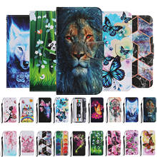 Leather Case For iPhone 6 6S 7 8 Plus 11 12 Pro X XS XR Max SE 2020 Butterfly Animal Painted Book Stand Flip Leather Phone Cover 2024 - buy cheap