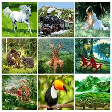 PhotoCustom Animals Painting By Numbers Kits DIY 60x75cm Oil Drawing By Numbers On Canvas Scenery Frameless Home Decor Gift 2024 - buy cheap