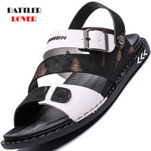 Flat Slip On Outdoor Leisure Sandals for Men High Quality Leather Summer Footwear Male Beach Sandalies Hombre Plus Size 2024 - купить недорого