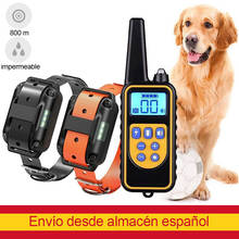 Collar de entrenamiento para perros, dispositivo con descarga eléctrica, vibración, recargable, resistente a la lluvia, LCD, azul, para 3 perros 2024 - compra barato