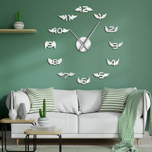 Angel Wings With Number 3D Big Wall Clock Bird Wings Nursery Kid Room Decorative Minimalist Frameless Wall Mirror Stickers 2024 - buy cheap