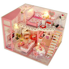 Casa de bonecas em miniatura com kit de móveis, miniaturas de casa de madeira, brinquedo para crianças ano novo, presente de natal 2024 - compre barato