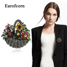 Earofcorn 2021 Retro Flower Basket Brooches for Women Rhinestone Colorful Jewelry Dress Clothing Accessories 2024 - buy cheap