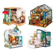 Casa de bonecas em miniatura de madeira 1:24, artesanal, faça você mesmo, modelo de casa de boneca, kits de construção de brinquedos para crianças e adultos, drop shipping 2024 - compre barato